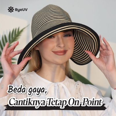 Topi Floppy Stripes Lipat Pantai Anti Panas