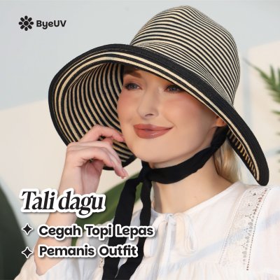 Topi Floppy Stripes Lipat Pantai Anti Panas
