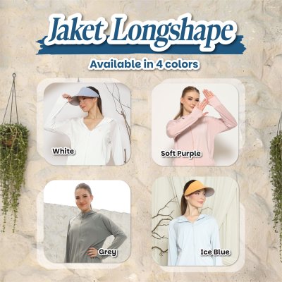 Jaket Anti UV Longshape Wanita UPF50+ Ice Cool Fabric