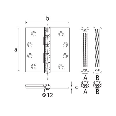 Door Hinge MH-4320 Light Iron SS