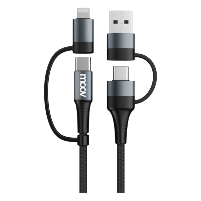 Moov CB01 สายชาร์จเร็ว ฟาสชาร์จ 4 in 1 USB/ Type C/ L Cable Moov CB01 สายชาร์จเร็ว ฟาสชาร์จ 4 in 1 USB/ Type C/ L Cable