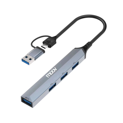 Moov HUB01 2 in 1 USB & Type C ฮับ 4 พอร์ต