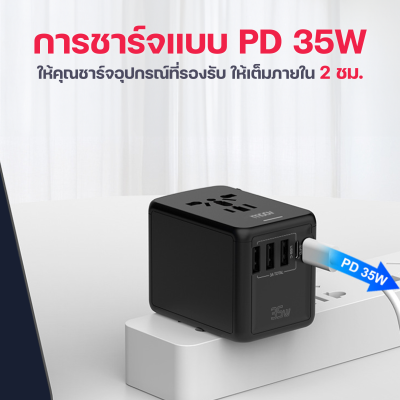 Moov TA03 หัวแปลงปลั๊กไฟ Universal Travel Adapter  US AU EU UK