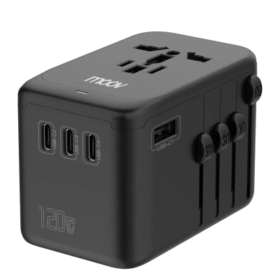 Moov TA07 หัวแปลงปลั๊กไฟ GaN 120W Universal Travel Adapter