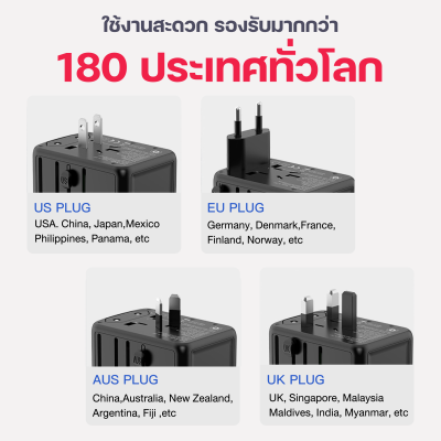 Moov TA07 หัวแปลงปลั๊กไฟ GaN 120W Universal Travel Adapter