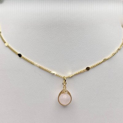 Wire wrapping necklace ( Rosequartz)