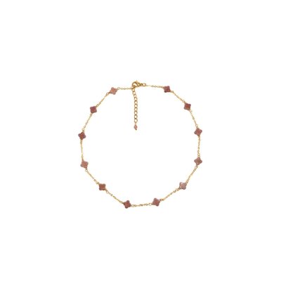 Clover stone necklace (Rhodonite)