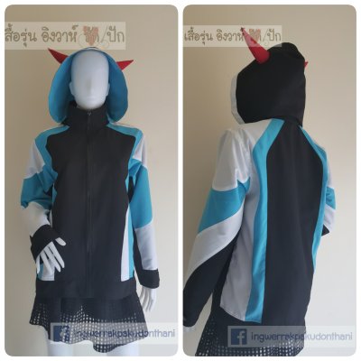 เสื้อรุ่น Custom3สี ดำ-ฟ้า-ขาว BIKER STYLE
