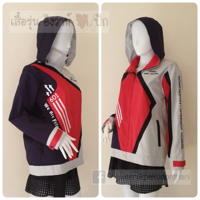 เสื้อรุ่น ตัดต่อ4สี กรม-แดง-เทาขาว-ดำ