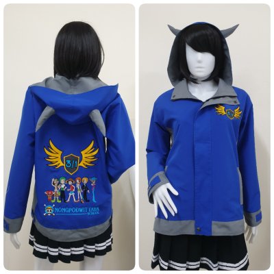 เสื้อรุ่น Standard น้ำเงิน-เทากลาง แต่งข้างตัว