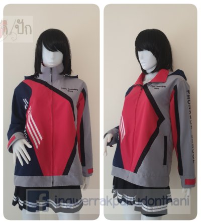เสื้อรุ่น ตัดต่อ4สี กรม-แดง-เทากลาง-ดำ