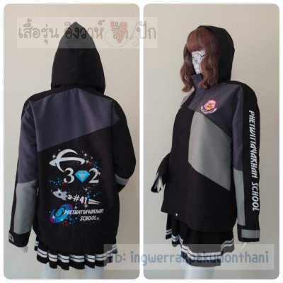 เสื้อรุ่น Custom3สี ดำ-เทาเข้ม-เทาอ่อน แต่งเฉียงตัวเฉียงแขน