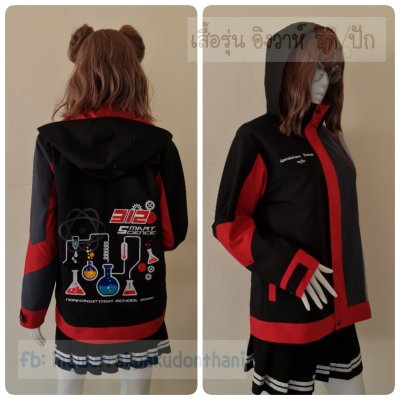 เสื้อรุ่น ตัดต่อ4สี ผ่าหน้าซ้าย ดำ-แดง-เทาเข้ม-เทากลาง