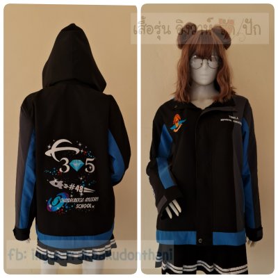 เสื้อรุ่น Custom3สี ดำ-เทาเข้ม-ฟ้าเข้ม ผ่าหน้าซ้าย