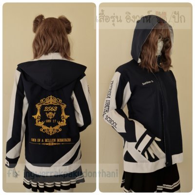เสื้อรุ่น Custom2สี ดำ-ขาว แต่งแถบเฉียงหน้าหลัง แต่งแขนแหลม