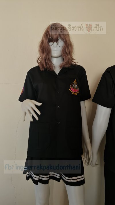 เสื้อช็อป Workshop shirt สีดำ ทรงสวยเก็บเอว