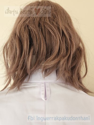 เสื้อกาวน์แล็บ ตัวยาว แขนสั้น สีขาว
