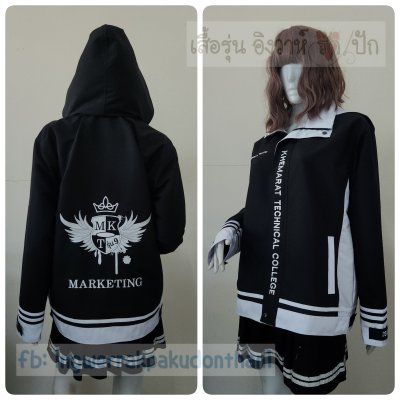 เสื้อรุ่น Custom2สี ดำ-ขาว แต่งข้างตัว แต่งเส้นข้อมือ-ชายเสื้อ