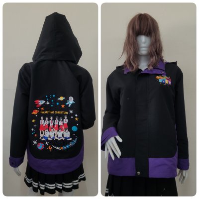 เสื้อรุ่น Basic ดำ-ม่วงเข้ม แต่งชายโค้ง