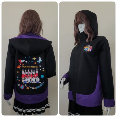 เสื้อรุ่น Basic ดำ-ม่วงเข้ม แต่งชายโค้ง