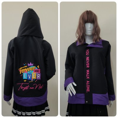 เสื้อรุ่น Basic ดำ-ม่วงเข้ม แต่งชายโค้ง