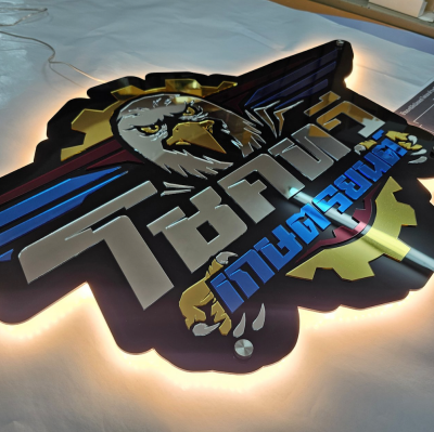 ป้ายอะคริลิคมิลเลอร์DI-CUT รวมไฟออกหลัง ขนาด 100x100 cm.