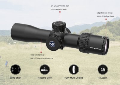 กล้องติดปืน VECTOR OPTICS Veyron 2-8x32IR Compact Scope