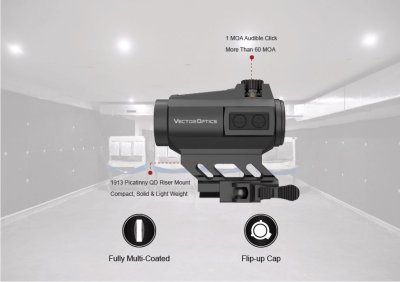 VECTOR OPTICS Maverick-II Plus 1x22 SOL Solar Power Red Dot Sight