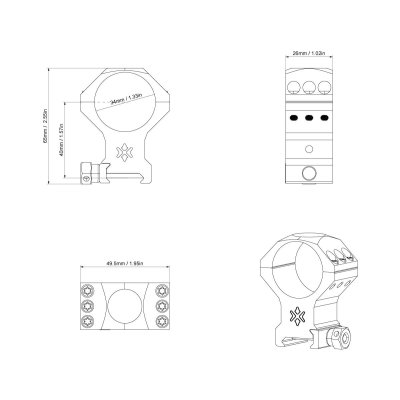 VECTOR OPTICS 34mm X-ACCU 1.6" High Profile Scope Picatinny Ring