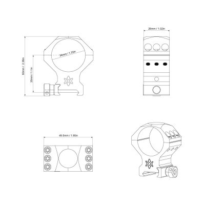 VECTOR OPTICS 34mm X-ACCU Medium Profile Scope Picatinny Ring