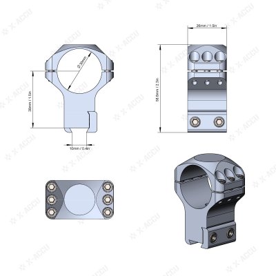 30mm X-Accu 1.5in Profile Dovetail Scope Rings