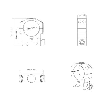 VECTOR OPTICS 30mm Medium Profile Scope Weaver Rings