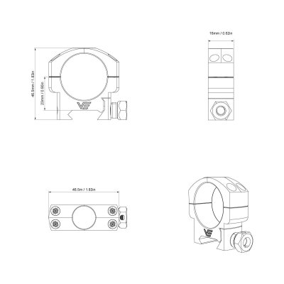 VECTOR OPTICS 30mm Low Profile Scope Weaver Rings