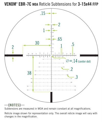 VENOM® 3-15x44 FFP EBR-7C MRAD Reticle First Focal Plane