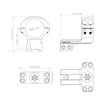 Vector optics 30mm 1.25in Rings ขาจับกล้องแบบเยื้อง ราง11 mm