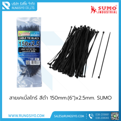 สายเคเบิ้ลไทร์ สีดำ 150mm.(6")x2.5mm.