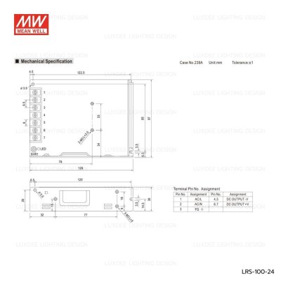 MEANWELL สวิตซ์ชิ่ง หม้อแปลง 100W 24V รุ่น LRS-100-24