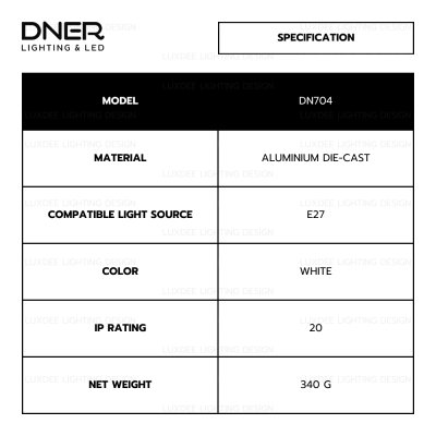 DNER โคมไฟดาวน์ไลท์ ฝังฝ้า หน้ากลม 5.5 นิ้ว ขั้ว E27 สีขาว