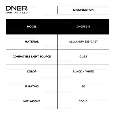 DNER โคมไฟดาวน์ไลท์ ติดลอย MR16 ปรับหน้าได้ ขนาด 3 นิ้ว ขั้ว GU5.3