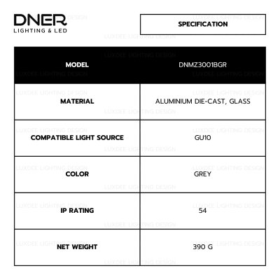 DNER โคมไฟดาวน์ไลท์ ติดลอย MR16 ขนาด 3.5 นิ้ว ขั้ว GU10 กันน้ำ IP54