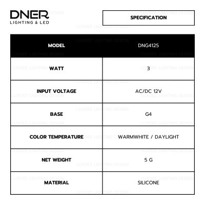 DNER หลอดไฟ แคปซูล LED COB 3W 12V ขั้ว G4