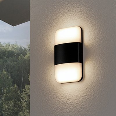 DNER โคมไฟติดผนัง ภายนอก LED 12W กันน้ำ IP54 สีดำ แสงวอร์มไวท์