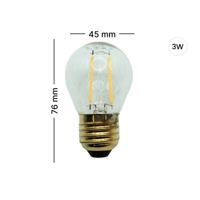 DNER LED FILAMENT G45  3W E27 WARMWHITE