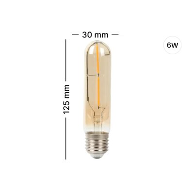 DNER LED FILAMENT T125 GOLD 6W E27 WARMWHITE
