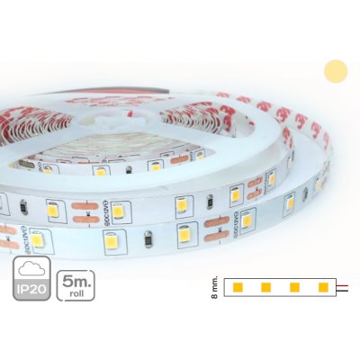 ไฟเส้น LED 12V 2835/60LEDS 4.8W/M. 8มม. 5ม./ม้วน แสงวอร์มไวท์