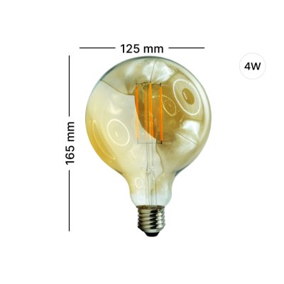 DNER LED FILAMENT G125 GOLD 4W E27 WARMWHITE