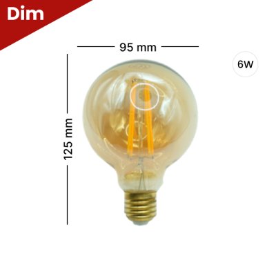 DNER LED FILAMENT G95 GOLD 6W E27 WARMWHITE DIMMABLE