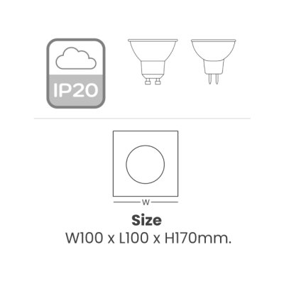 DNER DOWNLIGHT MR16 SURFACE MOUNTED SQUARE ADJUSTABLE