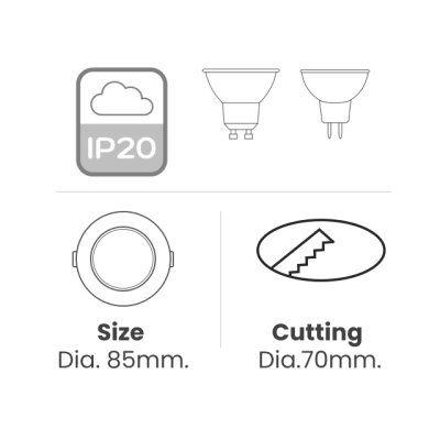 DNER DOWNLIGHT MR16 RECESS MOUNTED ROUND ADJUSTABLE WHITE