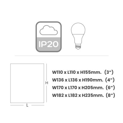 DNER DOWNLIGHT E27 SURFACE MOUNTED SQUARE 4 INCH